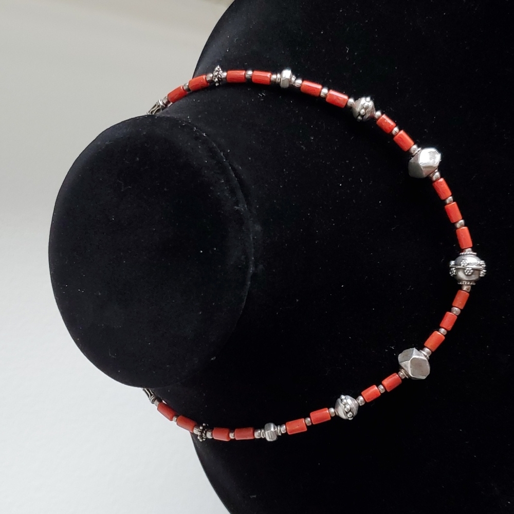 Genuine corals necklace set w SS-925 stamped